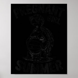 Pregnant girl summer turtle funny beach vacation poster