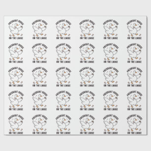 Pregnant Goose on the Loose Pregnancy Goose Bird Wrapping Paper
