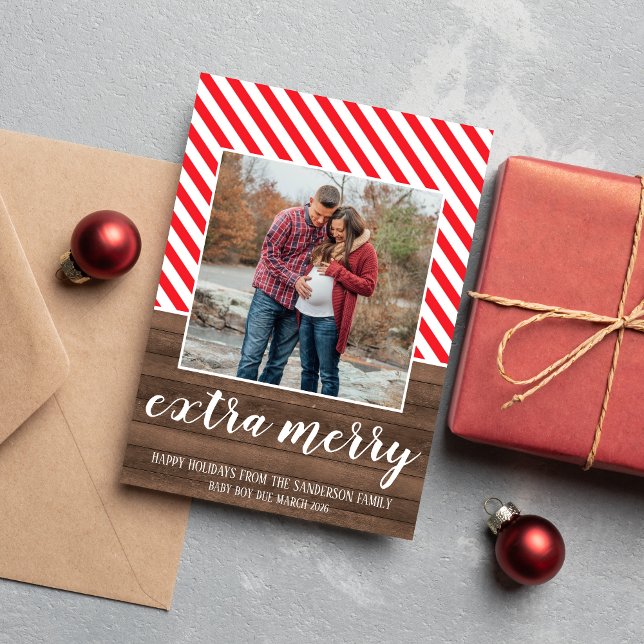 Pregnant Happy Holidays Merry Christmas Photo Card (Creator Uploaded)