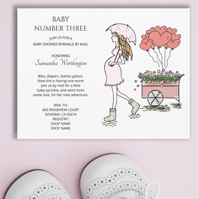 Pregnant Mum 3rd Baby Sprinkle Shower Invitation Postcard (Creator Uploaded)