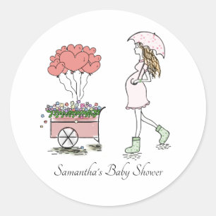 Pregnant Mum Baby Shower  Classic Round Sticker