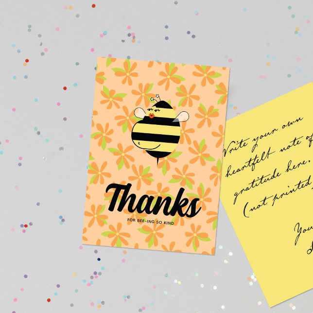 Pregnant Mum Bee Orange Floral Thank You Card (Creator Uploaded)