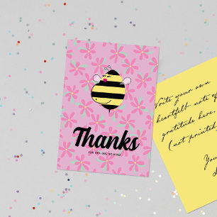 Pregnant Mum Bee Pink Floral Thank You Card