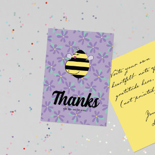 Pregnant Mum Bee Purple Floral Thank You Card