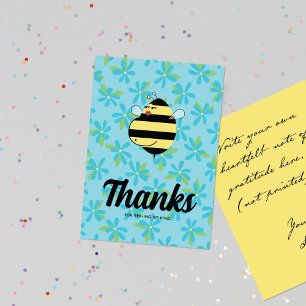 Pregnant Mum Bee Teal Floral Thank You Card