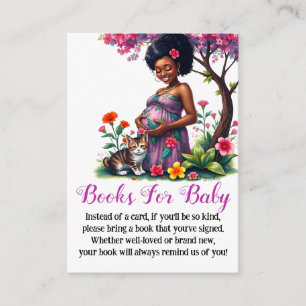 Pregnant Mum Cat Floral Purple Books For Baby Enclosure Card
