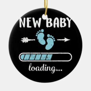 Pregnant Mum New Baby Boy Loading Son New Dad Ceramic Ornament