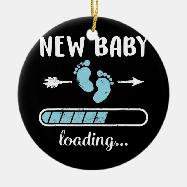 Pregnant Mum New Baby Boy Loading Son New Dad Ceramic Ornament (Front)