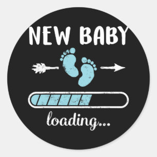 Pregnant Mum New Baby Boy Loading Son New Dad Classic Round Sticker