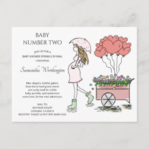 Pregnant Mum Pink Baby Sprinkle Shower By Mail Invitation Postcard