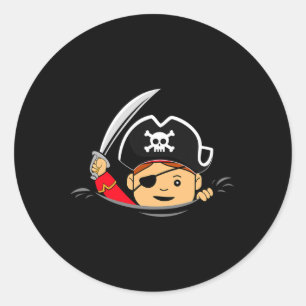 Pregnant pirate Halloween toddler mum pregnancy  Classic Round Sticker