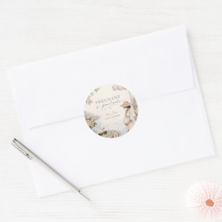 Pregnant & poolside baby shower classic round sticker