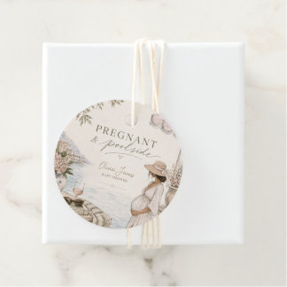 Pregnant & poolside baby shower favour tags