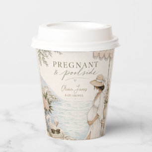 Pregnant & poolside baby shower paper cups