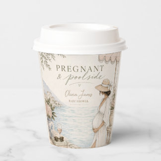 Pregnant & poolside baby shower paper cups
