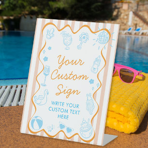 Pregnant & Poolside Cute Baby Shower Custom Sign