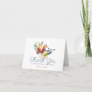 Pregnant & Poolside Girl Baby Shower Thank You Card