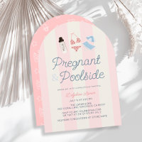 Pregnant & Poolside Pink Stripes Girl Baby Shower