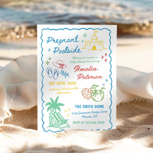 Pregnant & Poolside Pool Party Summer Baby Shower Invitation