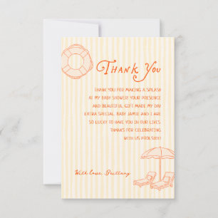 Pregnant & Poolside Summer Baby Shower Thank You Card