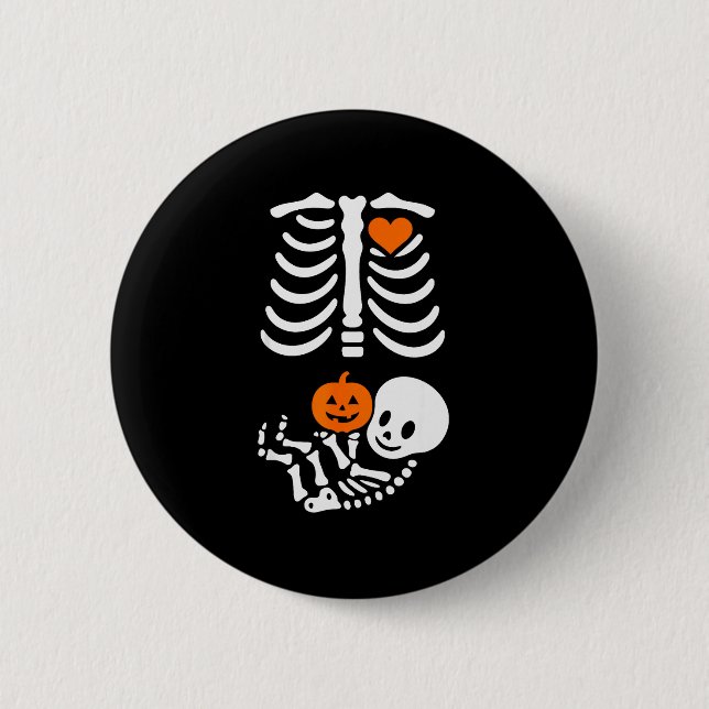Pregnant Skeleton Baby Bump Funny Halloween Tee  6 Cm Round Badge (Front)