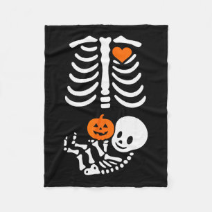 Pregnant Skeleton Baby Bump Funny Halloween Tee  Fleece Blanket
