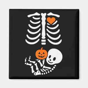 Pregnant Skeleton Baby Bump Funny Halloween Tee Magnet