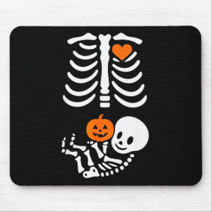 Pregnant Skeleton Baby Bump Funny Halloween Tee Mouse Pad