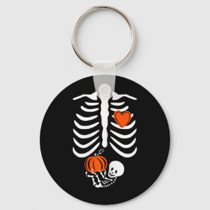 Pregnant Skeleton Mom Halloween Pregnancy Key Ring