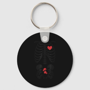 Pregnant Skeleton Twin Halloween Skeleton Boxing T Key Ring