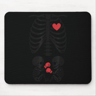 Pregnant Skeleton Twin Halloween Skeleton Boxing T Mouse Pad