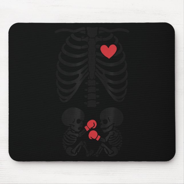 Pregnant Skeleton Twin Halloween Skeleton Boxing T Mouse Pad (Front)