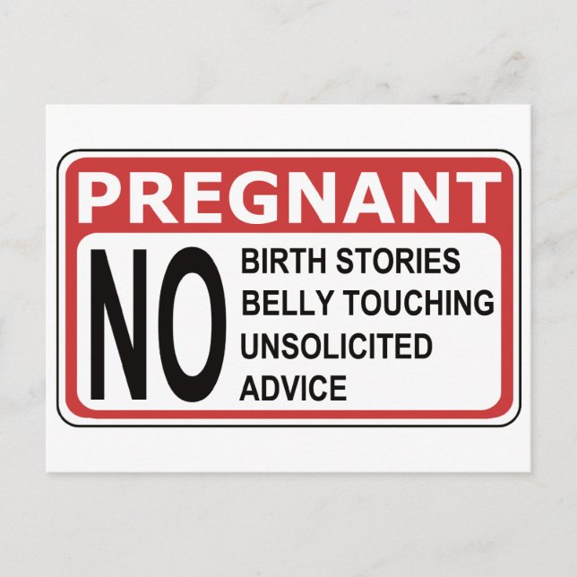 PREGNANT WARNING ANNOUNCEMENT POSTCARD (Front)