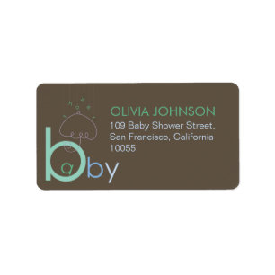 Pregnant With Baby Blue Typography Shower Address Label