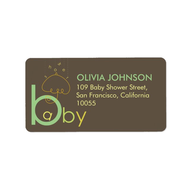Pregnant With Baby Green Typography Shower Address Label (Front)