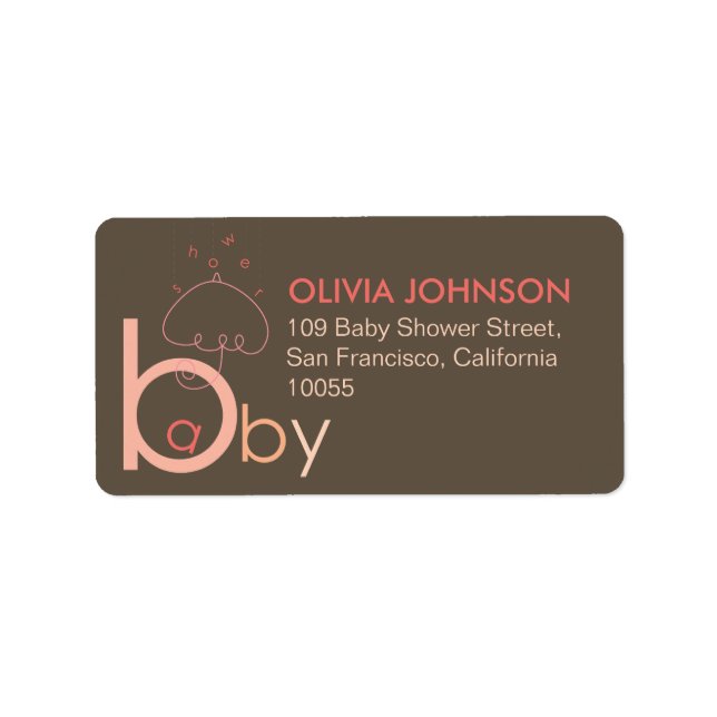 Pregnant With Baby Pink Typography Shower Address Label (Front)