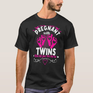 Pregnant With Twins Pink Girl Pregnancy T-Shirt