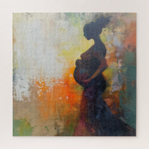 Pregnant Woman Abstract Art Jigsaw Puzzle