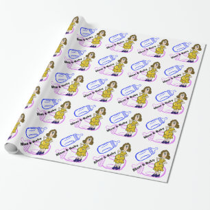 Pregnant Woman & Baby Bottles Wrapping Paper