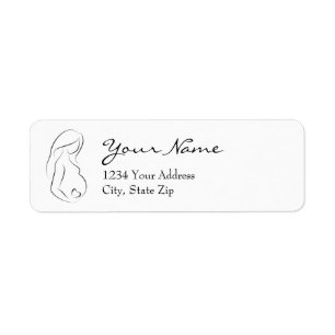 Pregnant Woman Belly Heart Pregnancy Return Address Label