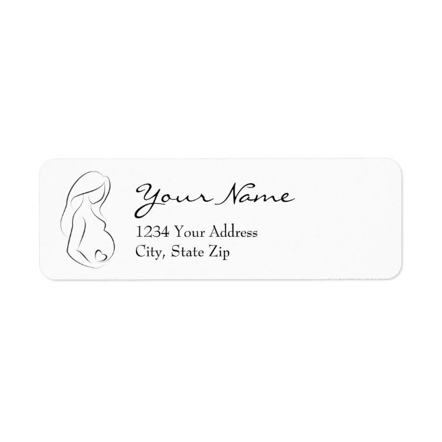 Pregnant Woman Belly Heart Pregnancy Return Address Label (Front)