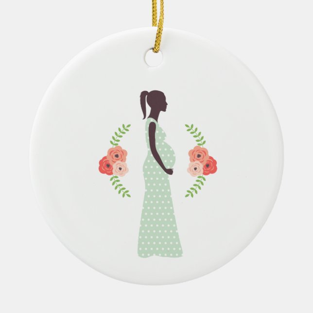 Pregnant Woman Ceramic Ornament (Front)