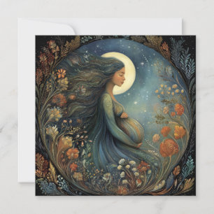 Pregnant Woman Floral Celestial Mother's Day Card