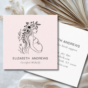 Pregnant Woman Illustration Doula Midwife Square Business Card