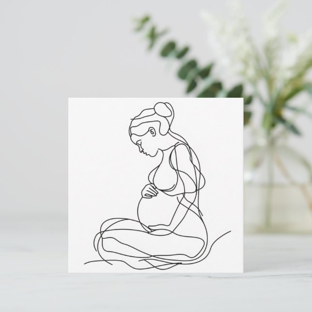 Pregnant Woman Line Art Invitation (Standing Front)