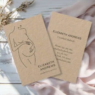 Pregnant, woman, line art, simple business card