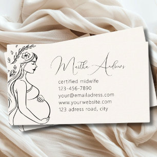 Pregnant Woman Modern Line Art Midwife Doula Business Card