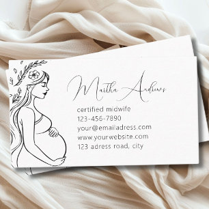 Pregnant Woman Modern Line Art   Midwife Doula Business Card
