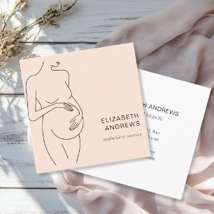 Pregnant Woman Simpel Modern Peach Square Business Card