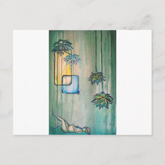 Pregnant Woman with Lotus Flowers Announcement Postcard